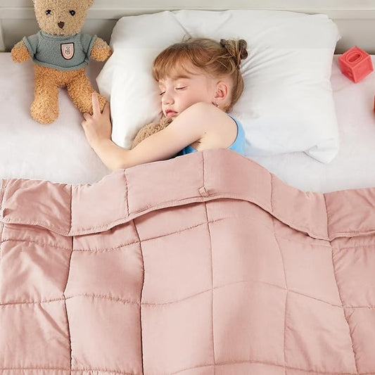 yescool Pink Weighted Blanket 3 Pounds Cooling Weighted Lap Blanket, Heavy Blanket for Sleeping, Weighted Throw Blanket Gifts for 20-40lbs, 36"x48"
