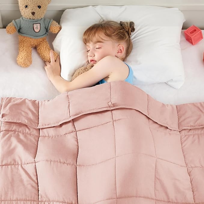 yescool Pink Weighted Blanket 7 Pounds Cooling Weighted Lap Blanket, Heavy Blanket for Sleeping, Weighted Throw Blanket Gifts for 60-80lbs, 40"x60"