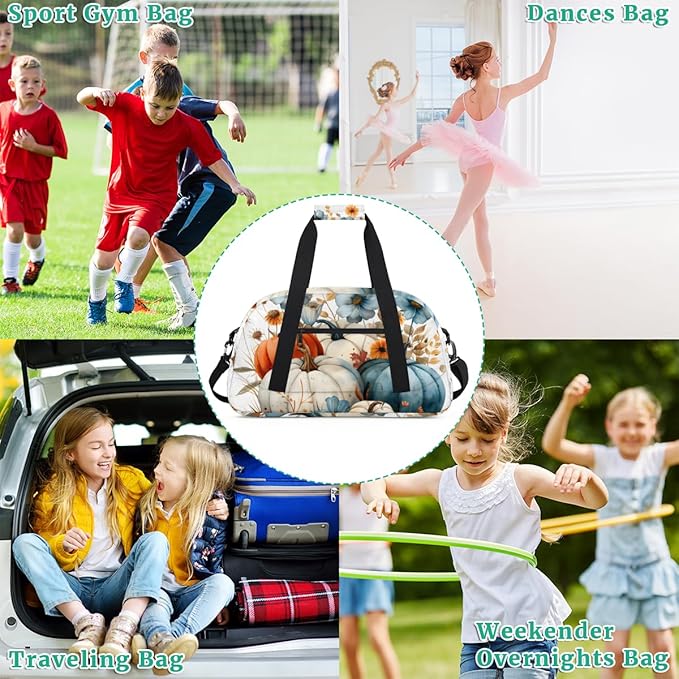 Vegetables Pumpkin Kids-Duffel-Bags Gymnastics Dance Bag Carry-On Overnight Travel Gym Lightweight Dance Sports Bags For Girls Boys Kids，