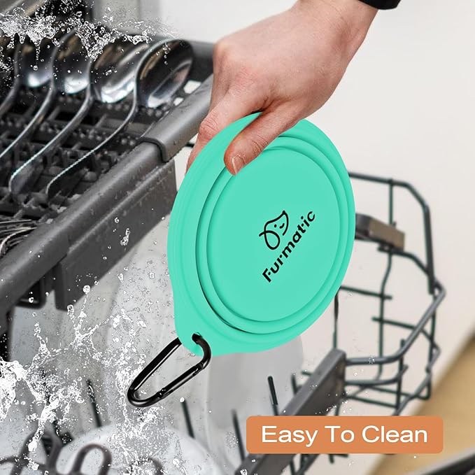 Portable Collapsible Dog Bowl, Food Grade Silicone, Large Capacity, Easy to Wash - Ideal for Outdoor Camping and Hiking, Suitable for Dogs, Cats, and Pets (Green)