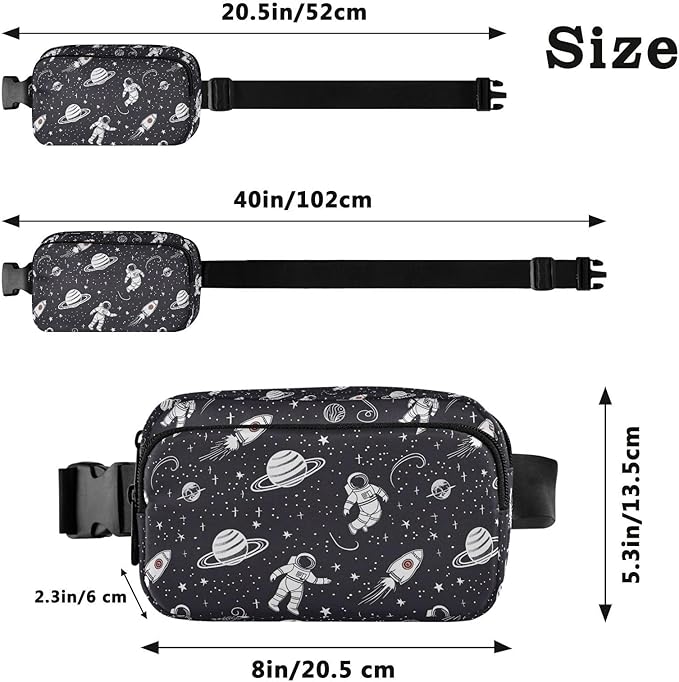 Universe Space Planet Astronauts Fanny Pack for Women Men Water Resistant Fashion Waist Packs with Adjustable Strap Belt Bag for Travel Workout Jogging Hiking 21219417