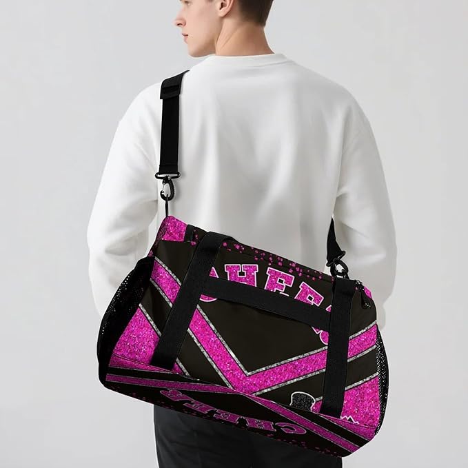 Personalized Cheer Bag Gifts for Girls Sport Cheerleading Gym Travel Duffel Bag Overnight Weekender Bags with Name (Rose Pink)