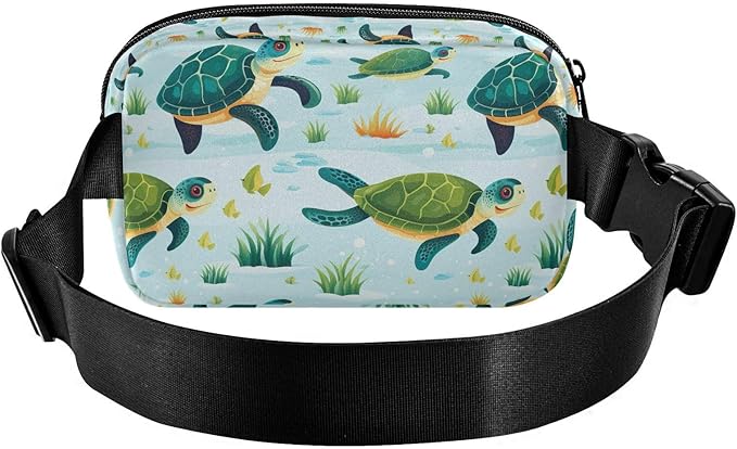Cute Green Turtles Fanny Pack for Women Men Water Resistant Fashion Waist Packs with Adjustable Strap Belt Bag for Travel Workout Jogging Hiking 21219809