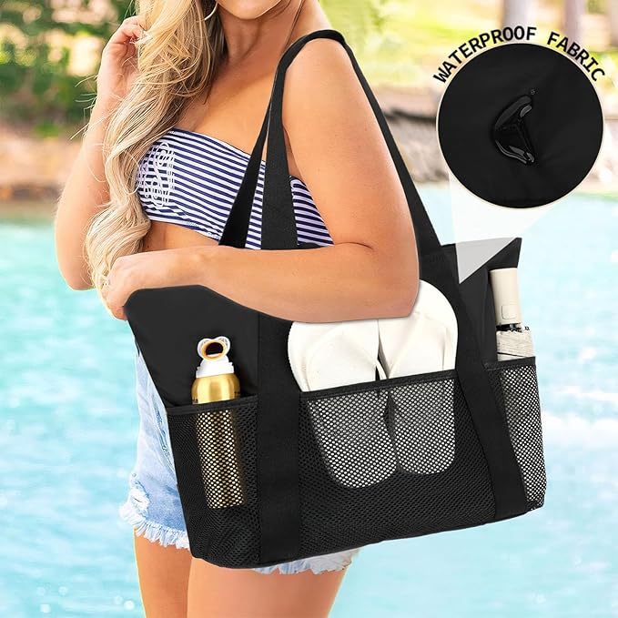 Mesh Beach Bag for Women, Casual Hobo Bags Large Beach Tote for Pool Travel Cruise Vacation Essentials