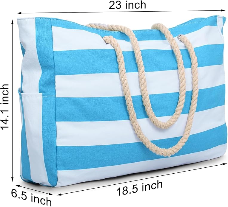 Becokan Beach Bags for Women Large Waterproof Beach Tote Bag Zipper Beach Bags Waterproof Sandproof Swim Pool Bag Large Tote