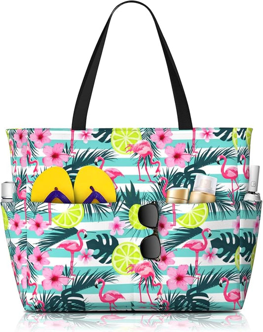 Beach Bag Tote Bags Waterproof Sandproof for Women Large Beach Tote Bag Foldable with Pockets for Weekend Vacation