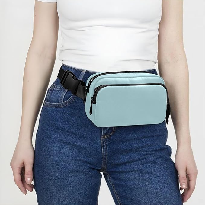 Fanny Pack for Women Men Water Resistant Fashion Waist Packs with Adjustable Strap Belt Bag for Travel Workout Jogging Hiking Powder Blue