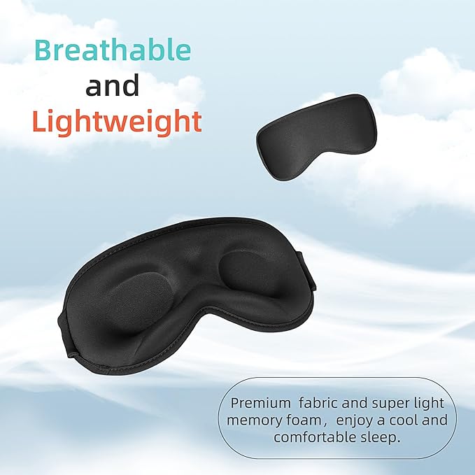 Side Sleeper Eye Mask, Sleep Mask for Men Women, Sleep Mask for Side Sleeper, Total Light Blocking, 3D Eye Masks for Sleep, Black