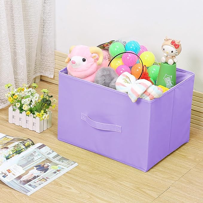 Purple Storage Bins [3 Pack] 9.0"x7.5"x7.5",Mini Storage Box Fabirc Foldable Closet Toy Organizer Collapsible Cloth