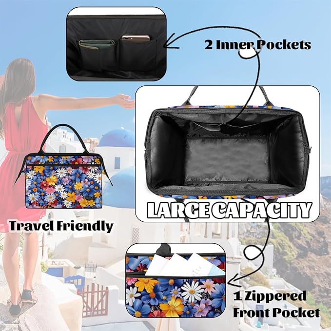 Boho Colorful Floral Overnight Weekender Bag for Women Men Travel Duffel Bags Waterproof Luggage Carry on Sports Yoga Gym Bag