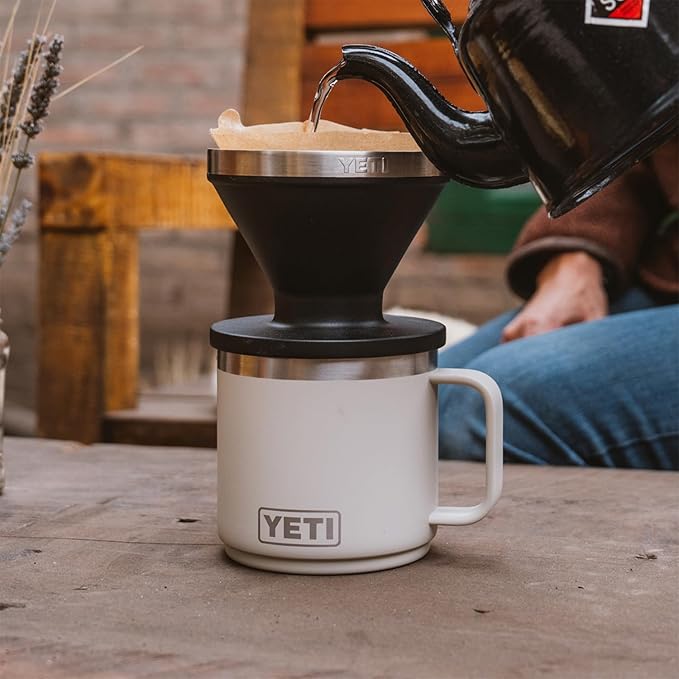 YETI Rambler 14 oz Ceramic Lined Stackable Mug, Vacuum Insulated, Stainless Steel with MagSlider Lid, Black Forest Green