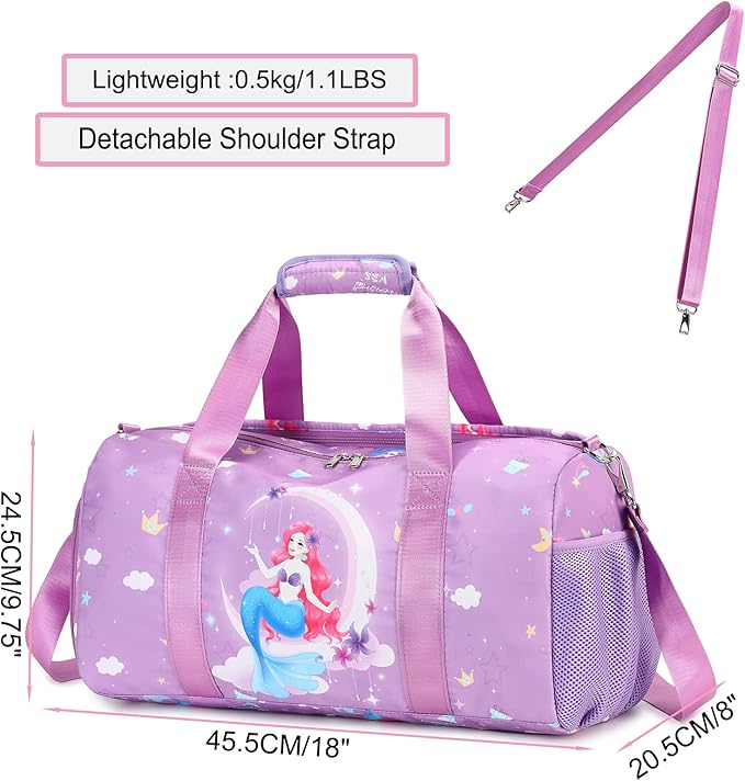 Dance Bag for Girls Duffle Gymnastics Gym Overnight Travel Sports Ballet Bags Weekender Sleepover Carry On Bag with Shoes Compartment