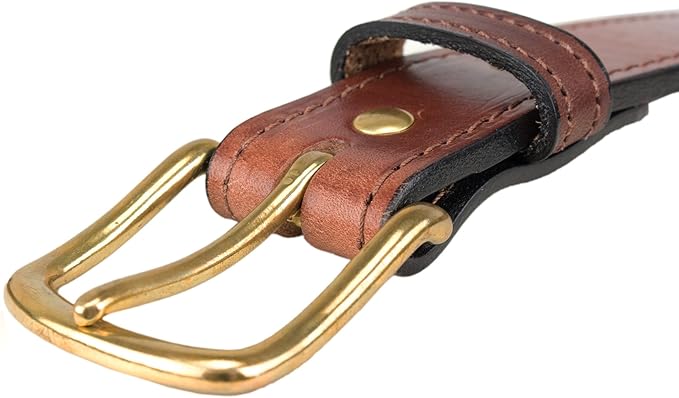 Hidden Money Pocket Travel Leather Belt (Size 56, Brown)