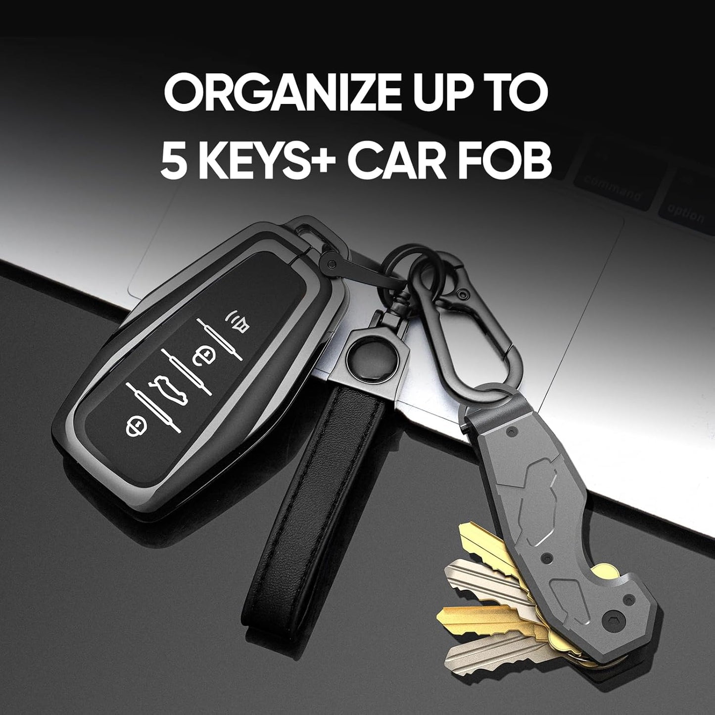 Zeeker Compact Key Organizer Keychain with Built-in Tools – Holds 1-6 Keys, Includes Bottle Opener, Hex Wrench, and Serrated Cutter – Minimalist Key Holder for Men and Women (Grey)