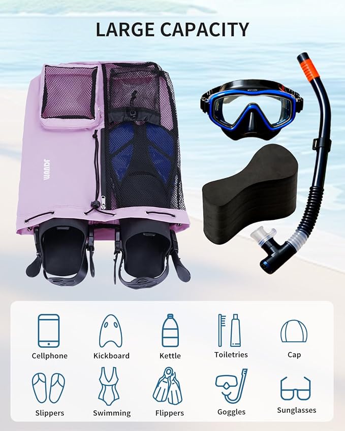 WANDF Swim Bag Mesh Drawstring Backpack with Wet Pocket for Swimming, Gym, and Workout Gear