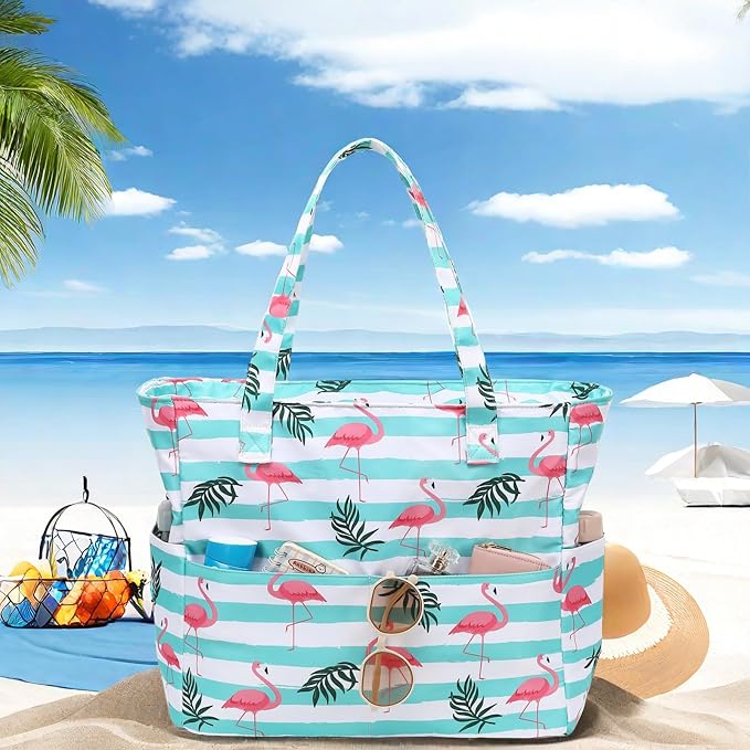 LEDAOU Beach Bag Waterproof Sandproof Women Beach Tote Pool Bag with Zipper for Swim Gym Grocery Travel with Wet Pocket | Sandproof, with Zipper, for Gym, Grocery, Travel, with Wet Pocket