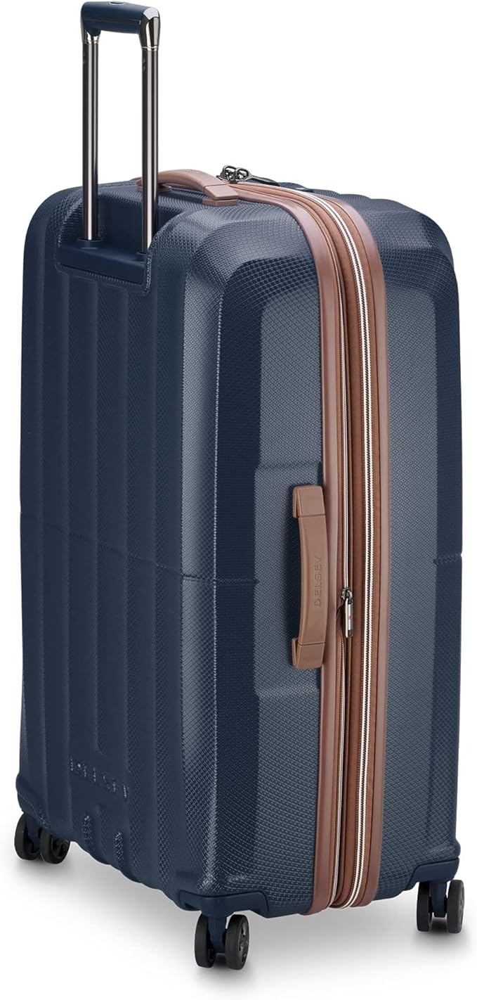 DELSEY PARIS Carrousel Hardside Expandable Luggage with Spinner Wheels, Navy, Checked-Large 28 Inch