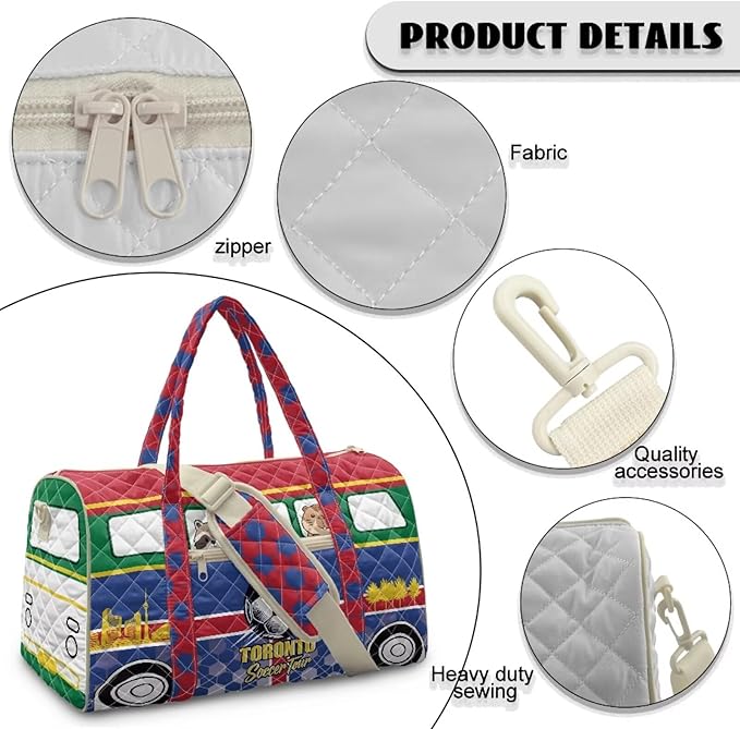 COEQINE Quilted Duffle Bag Men Large Capacity Toronto Van Car Quilted Tote Bag Large Car Travel Bag with Trolley Sleeve