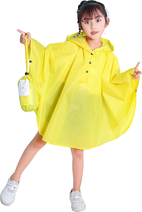 Spmor Kids Rain Poncho Hooded Jacket Rain Coat