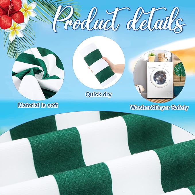 Peryiter 6 Pcs Oversized Microfiber Beach Towels 59 x 28 Inch Large Quick Dry Pool Towels Absorbent Camping Travel Blanket Set for Women Men Bath Beach(Stripe Style,28 x 59 Inch,Fresh Colors)