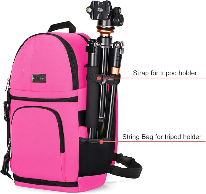MOSISO Camera Sling Bag, DSLR/SLR/Mirrorless Camera Case Shockproof Photography Camera Backpack with Tripod Holder & Removable Modular Inserts Compatible with Canon/Nikon/Sony/Fuji, Bright Rose