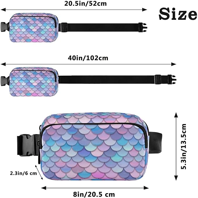 Colorful Mermaid Scale Fanny Pack for Women Men Water Resistant Fashion Waist Packs with Adjustable Strap Belt Bag for Travel Workout Jogging Hiking 21219323