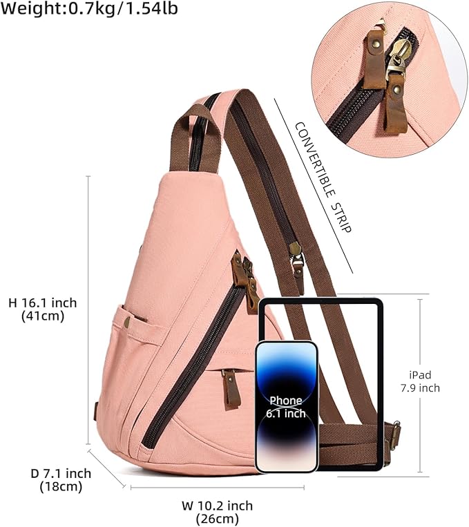 KL928 Canvas Sling Bag - Small Crossbody Backpack Shoulder Casual Daypack Rucksack for Men Women(Large Version,YellowishOrange)