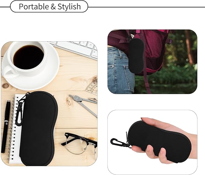 Hion Sunglasses Soft Case Ultra Light Neoprene Zipper Eyeglass Case With Belt Clip
