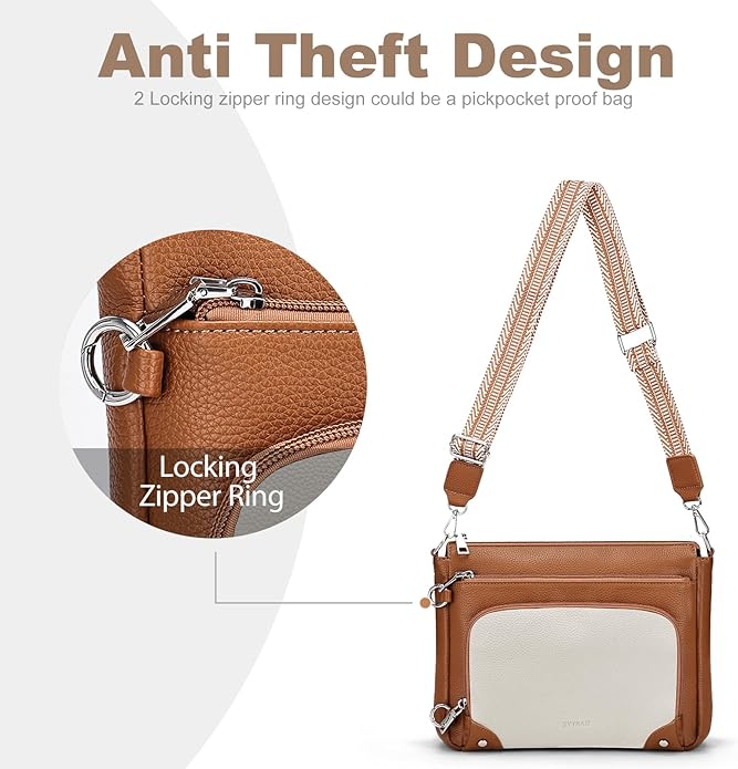 Anti-Theft Crossbody Purse for Women, Crossbody Shoulder Bag with Built-in Wallet & RFID Blocking for Travel Workout