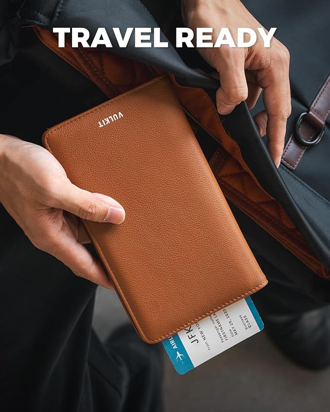 VULKIT Passport Holder Wallet RFID Blocking Travel Wallet for Men & Women