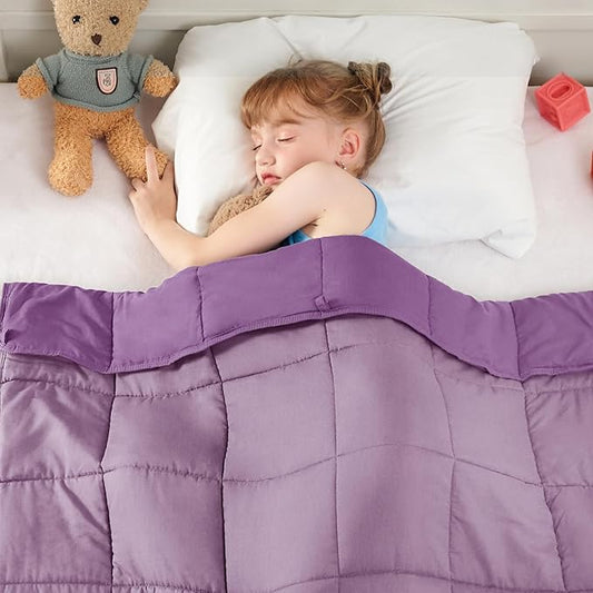 yescool Purple Weighted Blanket 3 Pounds Cooling Weighted Lap Blanket, Heavy Blanket for Sleeping, Weighted Throw Blanket Gifts for 20-40lbs, 36"x48"