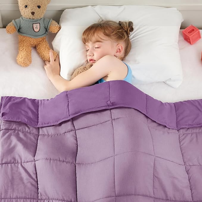 yescool Purple Weighted Blanket 5 Pounds Cooling Weighted Lap Blanket, Heavy Blanket for Sleeping, Weighted Throw Blanket Gifts for 40-60lbs, 36"x48"
