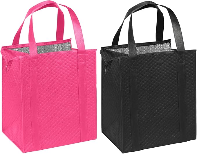 Mediz Hannah Direct Large Capacity Heavy Duty Insulated Smart Shopping Bag - Strong Reusable Grocery Tote 2 Pack