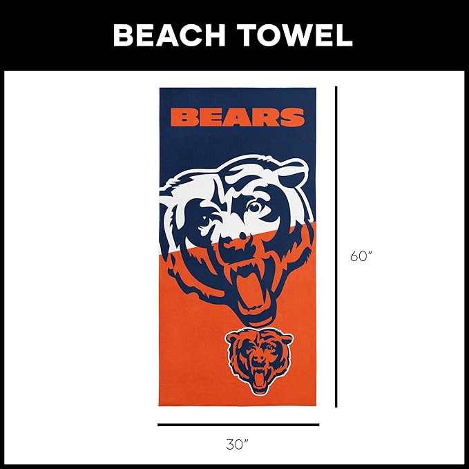 Northwest NFL Oversized Microfiber Beach Towel, 60 x 70 Inches – Quick Dry, Sand Resistant, Lightweight, Highly Absorbent, Shibori Design
