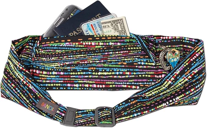 BANDI Plus Size Fanny Pack for Women - Travel-Ready Pocket Belt with Secure Hidden Money & Running Belt for Phone, Passport, Keys, & Medical Devices, Adjustable Fit, Comfortable (Confetti)