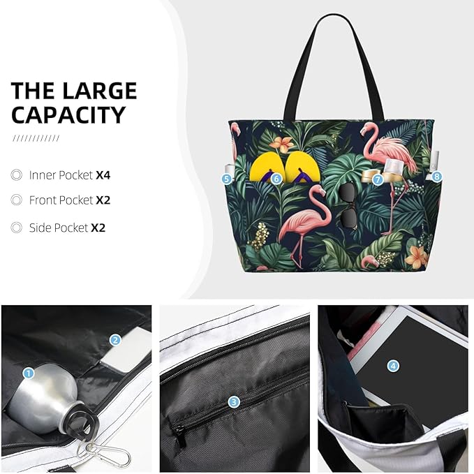 Beach Tote Bag for Women Beach Bag Waterproof and Sandproof Tote Bag with Wet Bag Large Travel Bag for Weekend Travel