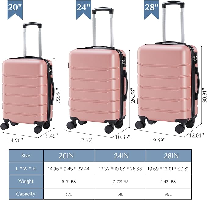 OLIXIS 29 Inch Luggage, Hardside Checked Suitcase with Spinner Wheels, Lightweight ABS Hard Shell Travel Luggage, TSA Approved Lock, Expandable Large Suitcase for Business & Travel–Pink