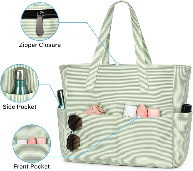 oscaurt Beach Bags for Women Large Waterproof Sandproof Beach Tote Swim Pool Bag with Zipper for Travel Vacation Essentials