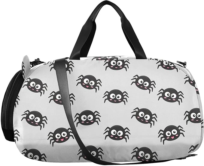 Cute Spider Animal Print Kids Sports Duffle Bag for Boys Girls Toddler Weekender Overnight Bag with Shoe Compartment & Wet Pocket Travel Foldable Bag for Dance Travel Gym Sport