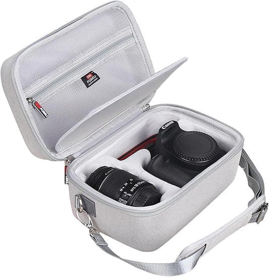 FBLFOBELI EVA Travel Storage Case for Canon EOS Rebel T7 / T8i / T5 / R50 / R100 DSLR Camera with 18-55mm Lens, Camera Protective Waterproof Carrying Bag (Case Only) (Gray)
