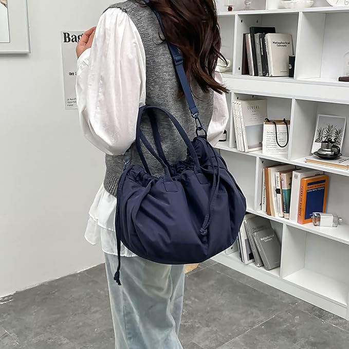 Stylish Crinkled Nylon Handbag with Adjustable Comfortable Strap and Spacious Interior Shoulder Bag for Work or Gym Use Bag