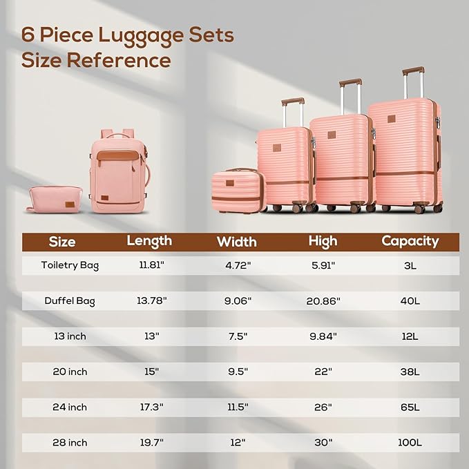 Joyway Expandable Carry on Luggage Sets Airline Approved, Lightweight Hard Shell 20 Inch Carry-on Suitcase with Spinner Wheels (Carry on luggage，Pink)