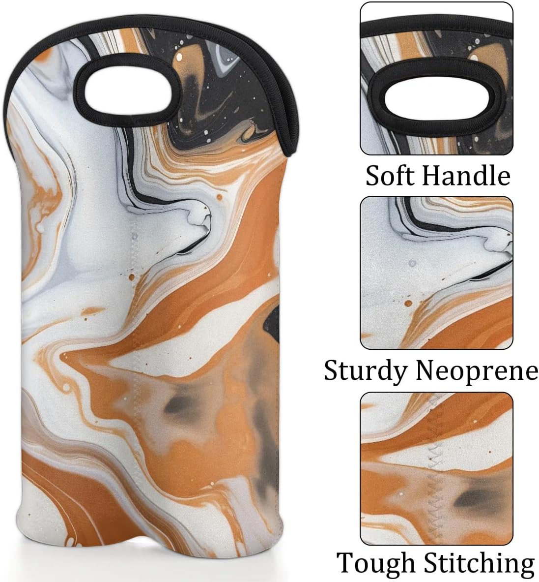 Wine Carrier Tote Personalized Bag for 2 Bottles - Neoprene Wine Bottle Holder with Carry Handle, Wine Protective Bag Insulated Bag Beer Cans Water Bottle Holder for Travel Picnic,Style3