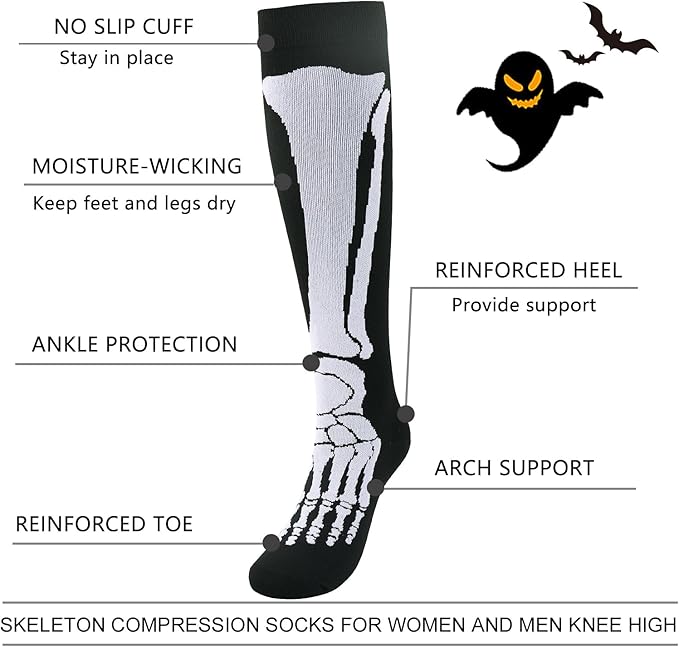 Junely Compression Socks for Women Knee High Socks for Running Nurses Pregnant Women Work Support Travel Flight Sports