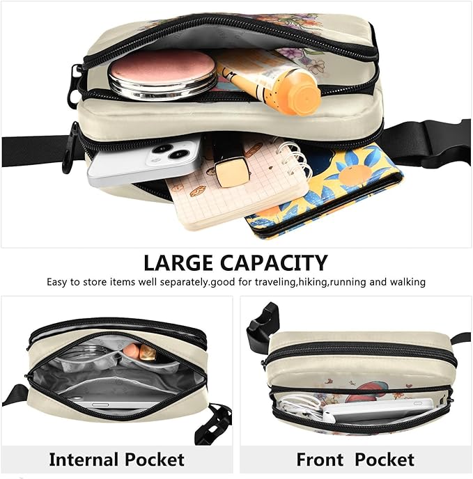 Easter Gnome Flowers Eggs Fanny Pack for Women Men Water Resistant Fashion Waist Packs with Adjustable Strap Belt Bag for Travel Workout Jogging Hiking 21217915
