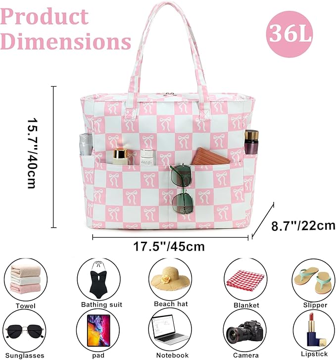 LEDAOU Beach Bag Waterproof Sandproof Women Beach Tote Pool Bag with Zipper for Swim Gym Grocery Travel with Wet Pocket | Sandproof, with Zipper, for Gym, Grocery, Travel, with Wet Pocket