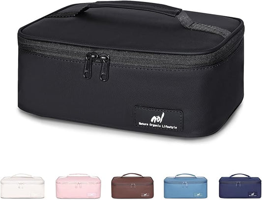 NOL Natural Organic Lifestyle Insulated Lunch Bag for Adults – Compact Cooler Lunch Box with Food-Grade Lining, Waterproof Lunch Bag for Work, Travel | Portable Thermal Meal Tote with Handle, Black