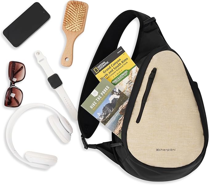 Sherpani Esprit, Anti Theft Sling Bag, Sling Backpack, 10L Travel Bag, Crossbody Backpack, Travel Gift for Women, Fits 10 Inch Tablet (Straw Lite)