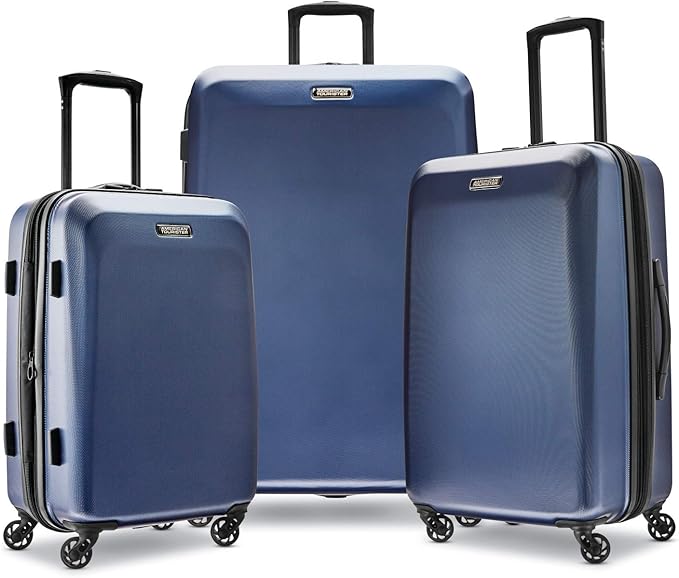 American Tourister Moonlight Hardside Expandable Luggage with Spinner Wheels, Navy, Carry-On 21-Inch