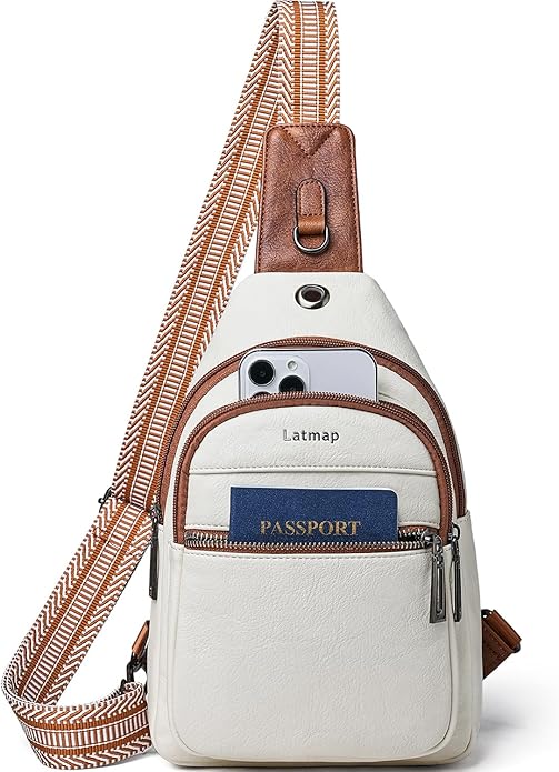 Sling Bag For Women Faux Leather Small Casual Daypack Backpack Fanny Pack Crossbody Chest Bags Purse